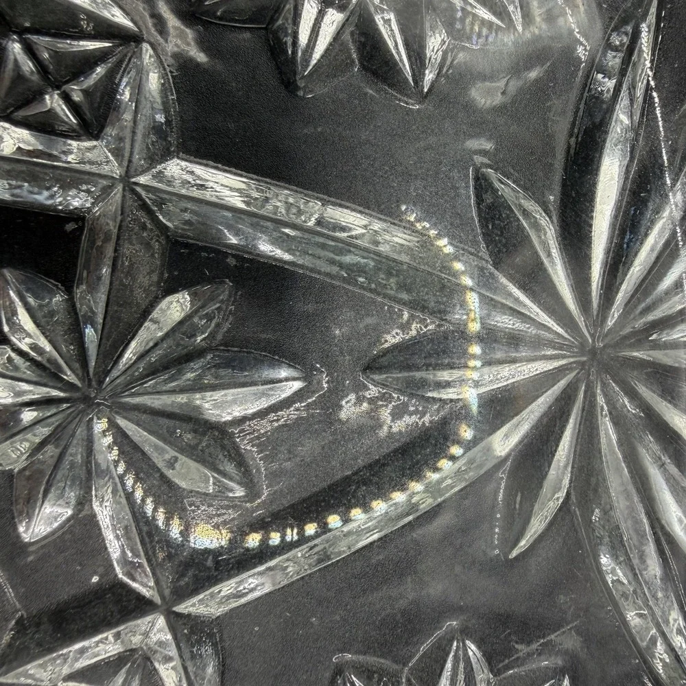 Vintage Anchor Hocking Early American Prescut (EAPC)glass STAR OF DAVID platter
